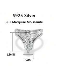 1 bộ nhẫn cưới nữ, nhẫn xếp chồng hình chữ V đính đá đơn, bạc 925 sterling 3.5g, moissanite 2 carat, phong cách cung điện Bohemian sang trọng, mùa cưới, đính hôn, kỷ niệm ngày cưới, quà tặng Valentine, kèm chứng nhận moissanite và hộp quà thanh lịch - 2ct moissanite - Xem 2