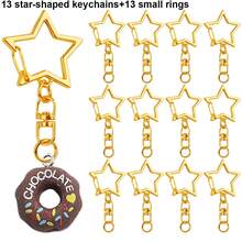 26pcs Star Shaped Alloy Keychain Lobster Claw Clasp Hooks With Round Open Rings, Suitable For DIY Keychain Making, Backpack Handbag Decoration, Anniversary Holiday Gifts (4 Colors Available) - Middle 8 Five-star Buckle Small Circle - View 10