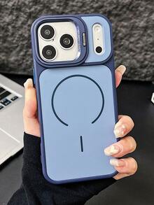 Ốp lưng điện thoại cao cấp có ngăn bảo vệ camera, tương thích với iPhone 17 Pro Max 17 Pro 17 16 15 14 Plus 13 Pro Max, kiểu ví đựng ống kính, có chân đế, làm bằng acrylic trong suốt chống sốc. - Màu xanh lam - Xem 2