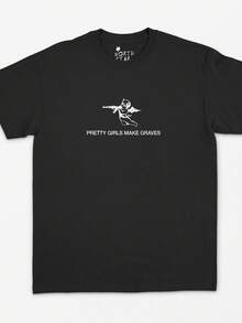 Camiseta unisex de manga corta, Pretty Girls Make Graves T Shirt - Estilo vintage, estética Y2K, camiseta punk grunge de los 90, playeras hombre, spiderman, ,  mujer, romwe men, boho chic, regalos para maestras, camiseta para mujer, conjuntos curvy para hombre, y2k - Negro - Ver 1