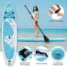 Infable Stand Up Paddle Board, 10FT/10.5FT/11FT SUP With Accessory Pack, Adjustable Paddle, Carry Bag, Fin, Hand Pump, Leash, Repair Kit - Light Blue Coconut Wave - View 6