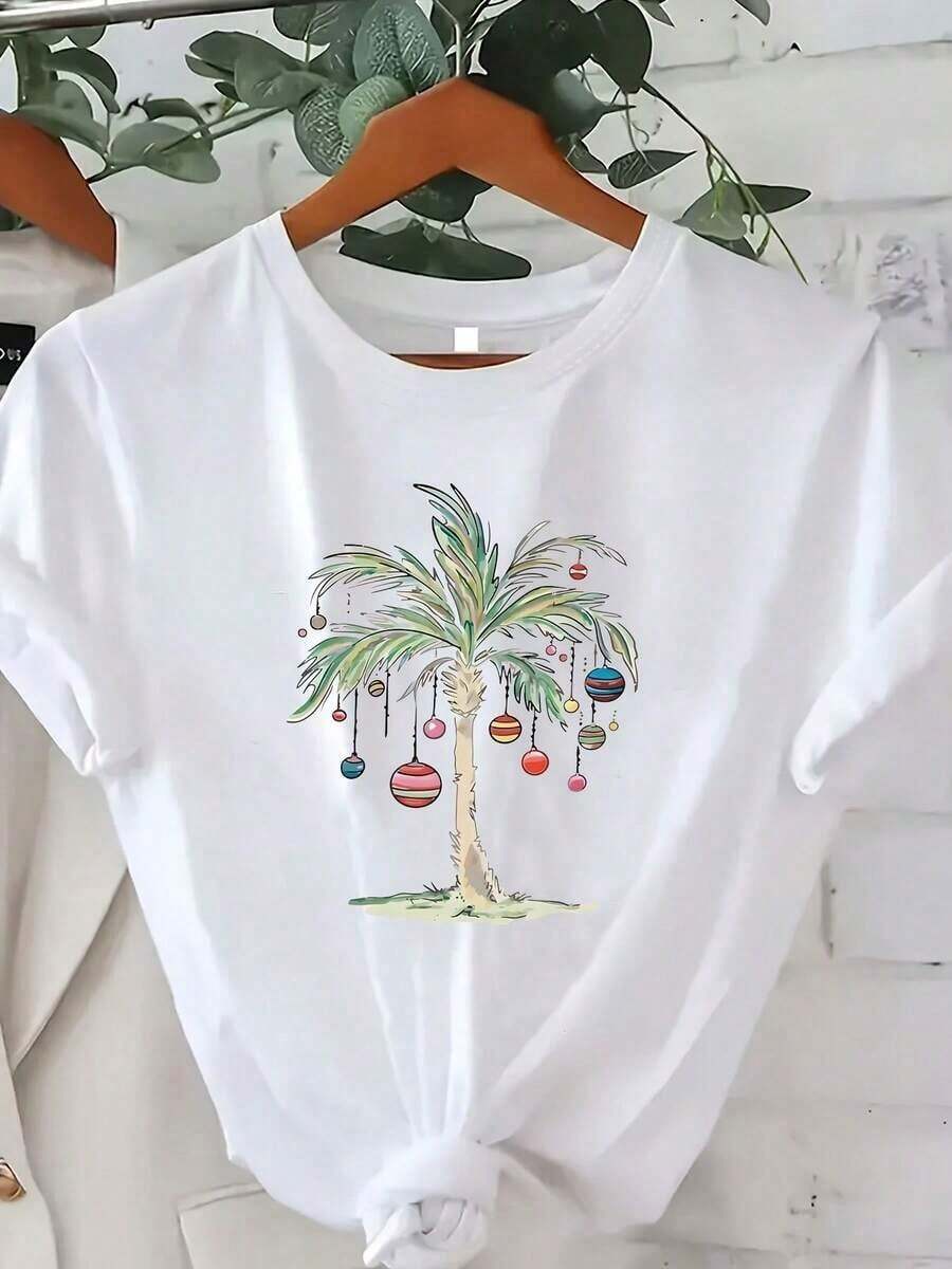 Soft 100% Cotton T-Shirt. Plus Size Women's T-Shirt, Casual And Fashionable, Comfortable, Loose-Fitting, Breathable, Cotton, Goes With Everything. Great. - 白色 - 查看 1