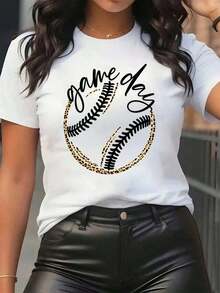 New Arrivals For Summer. Women's Softball Print T-Shirt For Game Day, Crew Neck, Casual Everyday Wear, Soft And Comfortable Fabric, Vacation Style. Blouse, Shirt > Beautiful. - 白色 - 查看 1