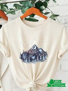 Camiseta de Verano Premium para Mujer con Estampados de Letras y Anime a la Moda, Diseño de Cuello Redondo, Sencilla y Cómoda, Transpirable, Ideal para Uso Diario Casual, Muestra un Estilo Natural y Elegante, Esencial para Fiestas de Verano, Envío Local desde Snowy Mountain Pine Tree. - Blanco - Ver 8