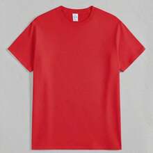 Estilo Y2K, estilo de moda, lo más nuevo de 2026, estilo lindo, estilo casual. 1 pieza de camiseta holgada de talla grande para mujer, 100% algodón, con diseño estampado de café helado "On The Rocks", perfecta para visitas a cafeterías, desplazamientos matutinos y uso diario para amantes del café, mostrando la actitud casual de la cultura del café estadounidense, 180g (S-XXXL). - Rojo - Ver 3