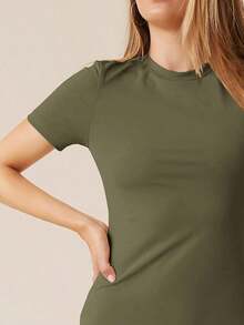 Vestido ajustado bajo con abertura - Verde militar - Ver 4