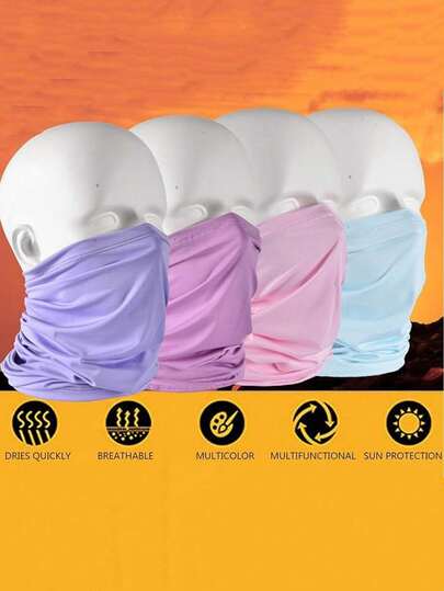 4pcs UV Protection Breathable Anti-Dust Sports Headband Neck Gaiter, 17.8*9.6 Inches, Suitable For Outdoor Activities Like Cycling, Skiing, Fishing For Men And Women