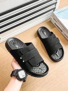 Sandalias de alta gama para hombres, pantuflas casuales versátiles para ir al trabajo y viajes de verano - Negro - Ver 5
