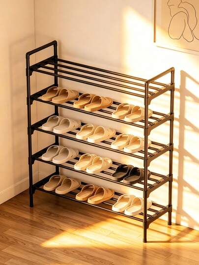 1 pieza Estantería para zapatos de 2 niveles debajo de la cama, organizador de zapatos para el pasillo, accesorio para el dormitorio, estantería de almacenamiento de zapatos ahorradora de espacio, estantería metálica para zapatos, soporte para chanclas de verano