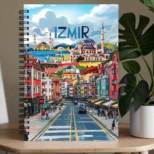 1本 A5 Izmir 螺旋筆記本 - 5.7X8.3 英吋，橫線頁，封面展示鮮豔的城市景觀與著名地標，適合學校、辦公室、旅行記錄，也適合送給朋友的禮物 - A - 查看 4