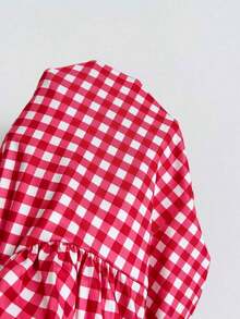 Body de mujer con volantes y lazo delantero, estampado de cuadros y cerezas para vacaciones - Multicolor - Ver 7