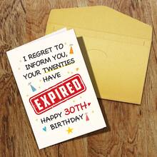 1pc Funny 30th Birthday Card For Men Women, Humorous 30 Year Old Milestone Birthday Card For Him Her Friend, Your Twenties Have Expired - Sets - View 5
