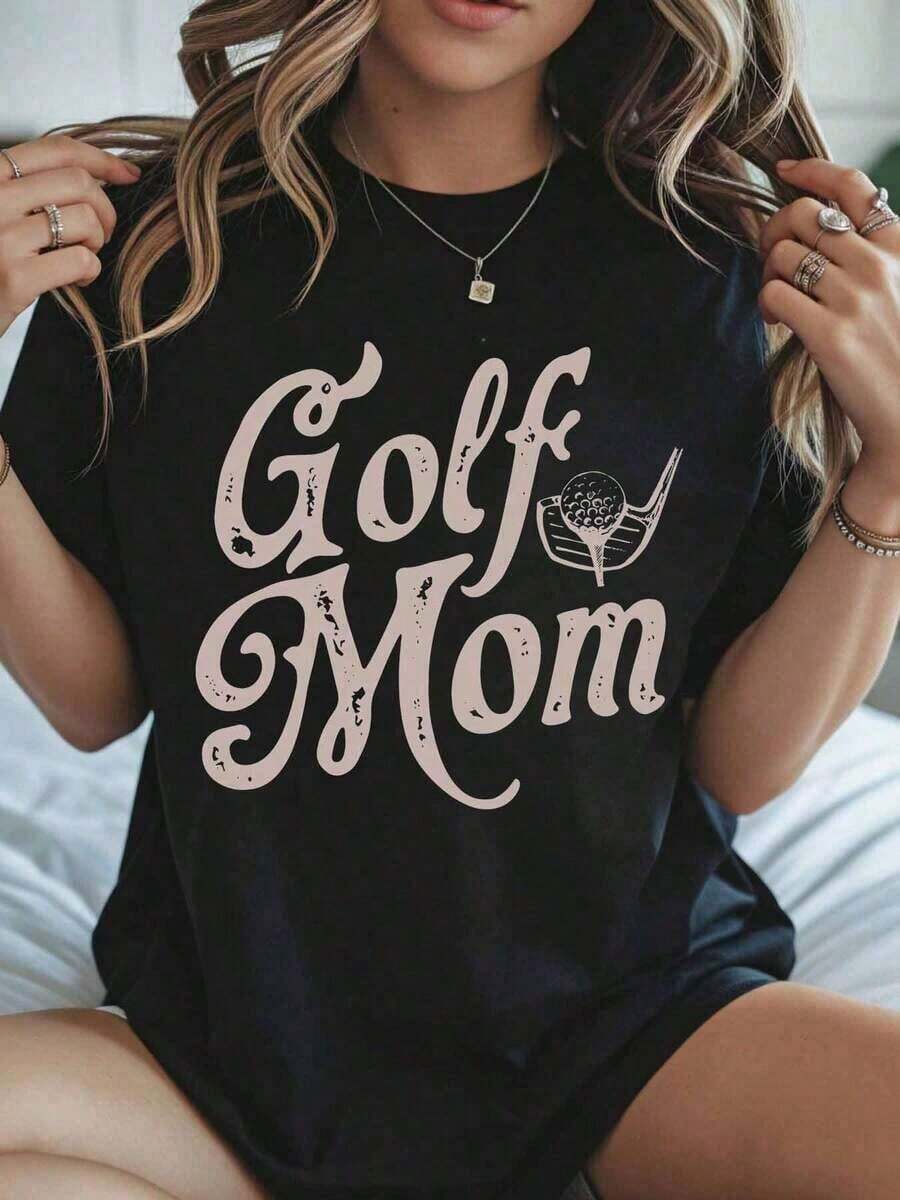 Camiseta 100% Golf Mom para Mujer, Casual, de Talla Grande, con Estampado Gráfico, para Amantes del Golf, Idea de Regalo para el Día de la Madre, Ropa de Verano, Conjuntos de Pascua para Mujer, Conjuntos de Regalo para el Día de la Madre, Ropa de la Copa del Mundo, Conjunto para Fiesta de Fútbol, Conjunto para Día de Partido, Camiseta Unisex de Fútbol de Talla Grande de EE. UU., Conjuntos de Verano para Mujer. - Estilo - Ver 1