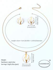 KASHIDAN 3 Sets Stylish Minimalist Abstract Wavy Enamel Earrings And Necklace Gift Set, Fashionable And Light Luxury Earrings And Necklace With And In A Versatile And Unique Design - Multicolor - View 6