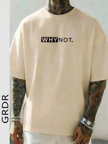 Camiseta de manga corta con cuello redondo para hombre GRDR, estampada con elementos de eslogan de verano, cómoda y - Burdeos - Ver 2