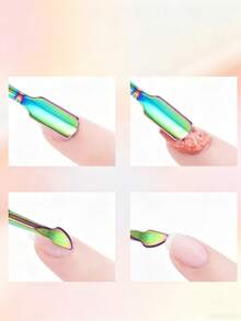 1pc Dual-Ended Stainless Steel Cuticle Pusher, Nail Care Tool To Solve Issues Of Damaged Nail Surface, Slippery Regular Pushers, Incomplete Cuticle Removal, And Difficult Nail Fold Cleaning - Multicolor - View 10
