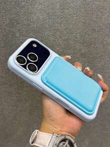 Ốp lưng điện thoại silicon cao cấp tích hợp sạc không dây từ tính và ngăn đựng thẻ, tương thích với iPhone 17Pro Max 17Pro 17 16 15 14 13 12 11 Pro Max 16 15 14 Plus. - Màu xanh nhạt - Xem 3
