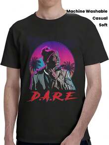 Nuevas camisetas Estilo Unisex 2026 D A R E Camiseta Retro de Neón - Camiseta unisex de estilo urbano 100% algodón puro, con estampado de letras neón, suave, de cuello redondo, informal, adecuada para uso diario, regalo para fans, lavable a máquina, estampado DARE, retro. Y2K,Dulce niña,Camisa de manga corta para hombre,productos de anime japonés, conjuntos para padres e hijos, San Valentín,Camiseta de mujer de algodón puro,Camiseta informal negra de cuello redondo para hombre camisas para niños, ropa para niñas, conjuntos de chicas de televisión, conjuntos a juego para madre e hija - Negro - Ver 6