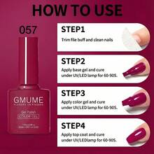 GMUME 4件/組 7.5ml/瓶指甲油套組，顏色：057、060、056、075，純色，UV LED可固化，可浸泡卸除，天鵝絨莓果紅、紅寶石紅、皇家紫李、天鵝絨夜莓、紅寶石紫李、亮片深紅，適合冬季 - 彩色 - 查看 11