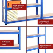 2X PACK 5-Tier Garage Shelves 2pcs Standing Racking Shelving Units Heavy Duty Adjustable Garage Shelving Unit For Workshop/Shed/Office Heavy Duty Racking Shelves Utility - 2x PACK-h 150 X W70 X D 30 Cm-nEW - View 6