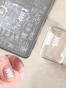 SAUA 美甲印花板，高粘性透明硅胶美甲印花套装，弹性耐用果冻印花板，适合家庭美甲和沙龙DIY美甲印花 - 彩色 - 查看 4