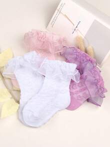 3 đôi tất ren voan ngọc trai; tất dài đến bắp chân thoáng khí cho bé gái; tất công chúa xinh xắn; tất lấp lánh sang trọng cho bé; tất ống rộng không bó sát cho bé. Quà tặng cho bé. - Nhiều màu - Xem 6