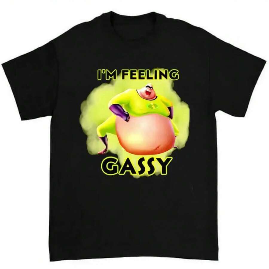 Men's Cotton T-Shirts, World Cup 2026 Album, 100% Cotton T-Shirt. The "I'm Feeling Gassy" T-Shirt Features A Fun And Humorous Design For Fans. - 黑色 - 查看 1