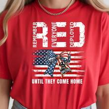 "Remember All The Demobilized" T-Shirt, Military Support, Red Friday T-Shirt, Patriotic Clothing, Support Our Troops, Red Friday T-Shirt, Red Friday T-Shirt, Women's Blouses > Shirt Blouses For Ladies - 紅色 - 查看 6