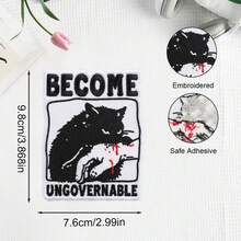 1pc "Become Ungovernable" Embroidered Letter Hot Melt Patch, DIY Clothing Decor Patch Badge Accessory - A - View 3