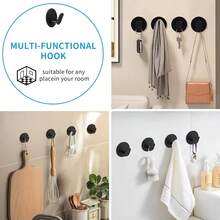 2/6/8pcs Stainless Steel Wall Hooks, No Drill Hanging Racks, Minimalist Black Design, Suitable For Hanging Clothes, Towels, Hats, Keys, Etc. Waterproof And Durable Adhesive Hooks For Bathroom, Kitchen, Living Room - Multicolor - View 8