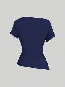 Camiseta casual asimétrica de hombro para mujer - Multicolor 17 - Ver 4