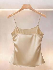 Nueva blusa de verano para mujer, top de camisola de perlas burdeos, top elegante de fiesta burdeos, top de playa burdeos, top de cami para bodas y eventos burdeos, top casual burdeos, top de cami brillante burdeos. - Champán - Ver 2