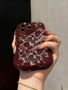 Ốp lưng điện thoại mềm mại, họa tiết ren, tương thích với IP17/IP17PROMAX/Iphone16/Iphone16pro/Iphone16promax/Iphone15/XR/7p8p/P12promax/P13promax/P14PROMAX/P13/P14/P11/P12/P14, màu kem đỏ tía, in họa tiết dễ thương, thời trang, dày dặn, bảo vệ điện thoại cho XS/S/XSMAX/78GES2 - Nhiều màu - Xem 2