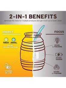 Salud 2-In-1 Energy Drink Powder + Focus, Pineapple Mango, Organic Caffeine, B6 + B12, Theanine, Clean Energy Drink Packets, Agua Fresca Mix, Non-GMO, Gluten Free, Vegan, 1g Of Sugar, (15 Servings) - Pineapple Mango 3 - 查看 5