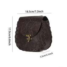 1pc Medieval Viking Style Waist Bag, Nordic Leaf Pattern Vintage PU Leather Pouch For Phone, Keys, Suitable For Outings, Daily Use, Cosplay, Renaissance Festivals - A - View 3
