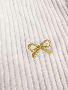 Elegante camiseta de punto de cuello redondo, top de punto minimalista de moda, primavera/verano - Albaricoque 2 - Ver 6