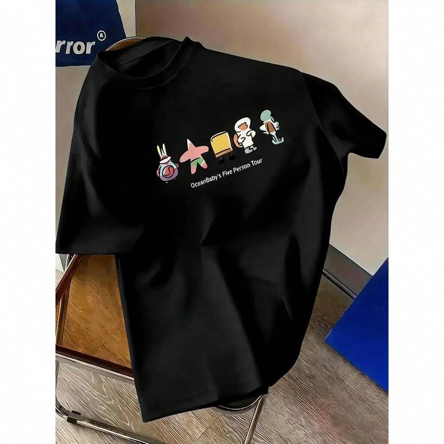 OversizeExtra grande Camiseta - Manga corta - Moda mujer - Oversize - Casual suelto - 230g - Algodón -Camiseta de Viaje Oceánico Las blusas transpirables, que absorben el sudor y son adecuadas para de lavado a máquina, en el regalo perfecto para las vacac - Negro - Ver 1
