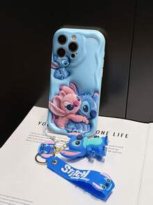 Disney Lilo And Stitch Phone Case : 3D Fluffy Pattern Border Protector Phone Soft Phone Case With A Free Cute Stitch Bracelet Chain Lanyard, Stitch, Lilo, Angel, For Apple 17 Promax 17 Pro 16 15 14 13 12 11 Pro Max XS Max X XR Soft Cover Summer Phone Case - trắng - Xem 5
