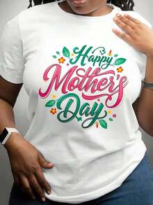 Modern MinimalistCamiseta de Mujer para el Día de la Madre - Manga Corta Casual, Cuello Redondo, Corte Holgado con Letras "Feliz Día de la Madre" - Blusa Blanca de Primavera/Verano para Fiestas, Uso Diario y Regalo de Vacaciones - Ajuste Cómodo en Línea H para Todo el Añocasual everyday - Blanco - Ver 7