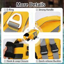 Dog Life Jacket With Reflective Strips, High Buoyancy And Rescue Handle, Tear-Resistant Material Dog Life Vest, Suitable For Small, Medium And Large Dogs, Pet Water Safety Swimming Vest For Swimming, Boating, Surfing And Other Water Activities - Yellow - View 5