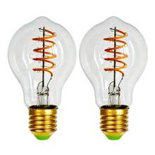 2个/套 可调光复古LED螺旋灯丝灯泡，A60螺旋灯丝灯泡，220-240V 4W 2300K暖黄琥珀色玻璃灯泡，E27灯头，适用于客厅、卧室、餐厅等温馨家居装饰灯，尺寸：2.36英寸 x 4.25英寸 - A60 Spiral - 查看 9
