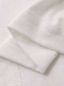 Blusa básica de manga corta, cuello redondo, corte holgado, para mujer, otoño/invierno - Blanco - Ver 8
