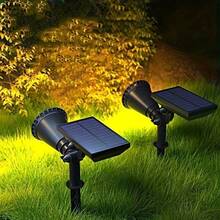 9 LED Solar Spotlight, IP65 Waterproof Outdoor Path Light, Adjustable Brightness Garden Lawn Tree Light, Villa Courtyard Backyard Driveway Patio Landscape Decorative Light - 暖白 - 查看 9