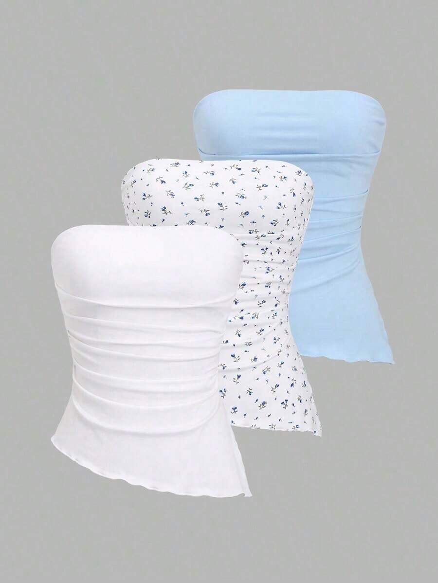 Top tubo asimétrico con volantes sexy  para mujeres - Multicolor 9 - Ver 1