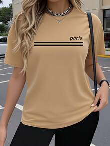 Women's Y2K Style Casual Short-Sleeve T-Shirt, Parisian Artistic Design With Fun Prints, Stretchy Crew Neck Top, Comfortable For Outdoor Wear In Spring And Summer, Loose-Fitting Crew Neck Top, Simple And Elegant, Soft Fabric For Everyday Fashion, Breathable And Comfortable, Fashionable Short-Sleeve Sports T-Shirt, Ideal For Fitness Workouts And Casual Activewear. A Very Distinctive Printed T-Shirt / Unisex Style / Suitable For Both Men And Women / Wrinkle-Resistant / Breathable - 白色 - 查看 8