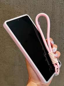 Fashionable Cute Matte Candy Color Phone Case Compatible With Samsung Galaxy S26Ultra S26Plus S25Ultra S24Ultra S23Ultra S26 S25 S24 S23 Plus Luxury 2-In-1 Wrist Strap Anti-Drop Back Cover - Pink - View 5