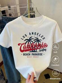 180g Made In Mexico, Spring/Summer 2026 Fashion Short Sleeve T-Shirt, Cartoon Print, Couple Style, Underwear/Outerwear, Casual Round Neck For Office, Unisex One Piece Top - 白色的 - 查看 3
