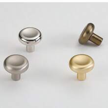 1 Pc New French-Style Luxury Round Zinc Alloy Copper Brushed, Titanium Silver, Nickel Brushed Color Single-Hole Handle - Suitable For Drawer, Cabinet, Wardrobe, Wine Cabinet, Bookshelf, Bedside Table, Storage Cabinet And Various Furniture Hardware Handles. - single hole - View 2