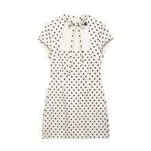 Vestido corto elegante de estilo minimalista con lazo y lunares, de moda europea y americana, para mujer, de la nueva colección primavera/verano de DEEKA para vacaciones - Blanco con lunares negros - Ver 4