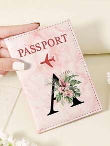 1pc A-Z 26 Letters Fashionable Letter Print Stylish Burgundy Passport Cover, Premium PU Leather Passport Wallet With Multi-Card Pockets For Credit Cards, Boarding Passes, And IDs, Compact And Portable Travel Essentials Organizer For Women, Men - Pink - View 47